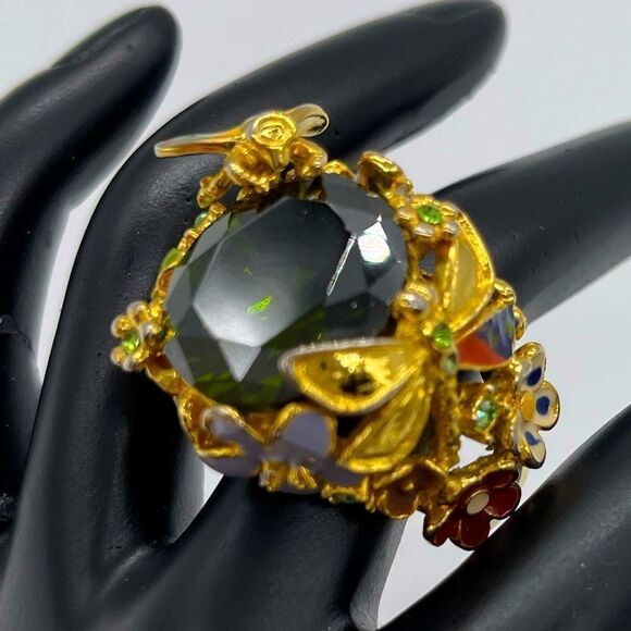 Garden Ring with Peridot Stone on Gold Plated - Picture 1 of 5